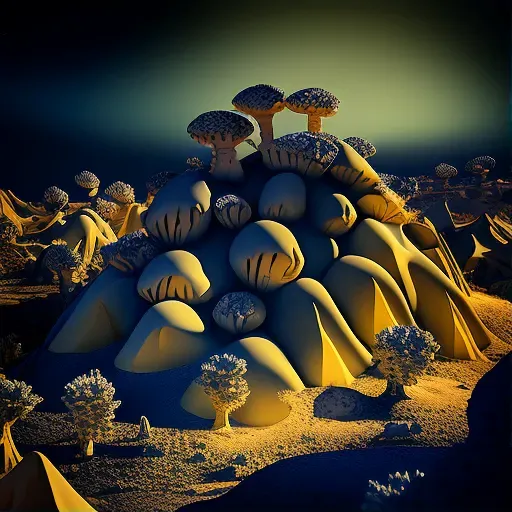 Mushroom-Shaped Rock Formations in Desert Twilight