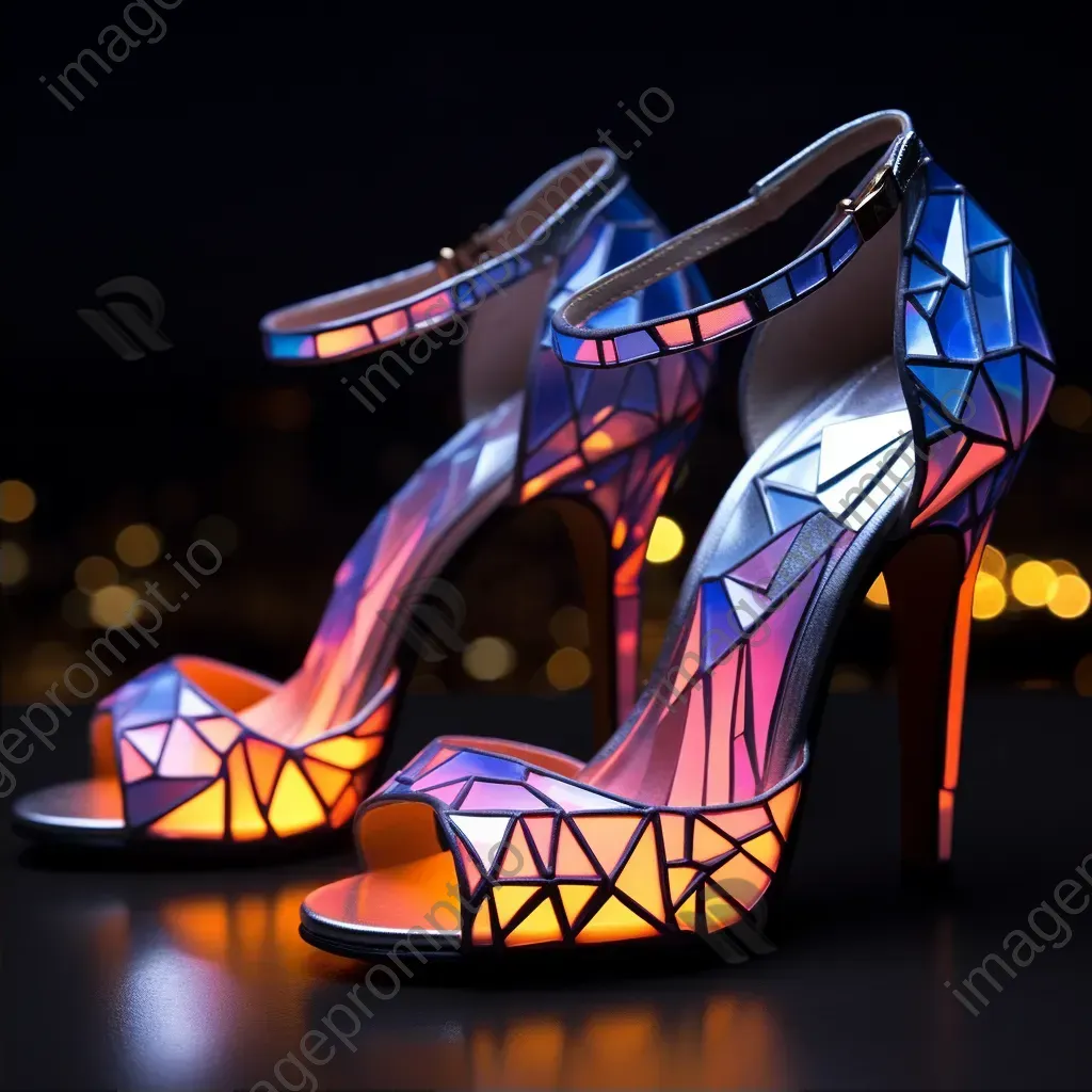 High heels in vibrant neon colors, portrayed in a low poly style - Image 2