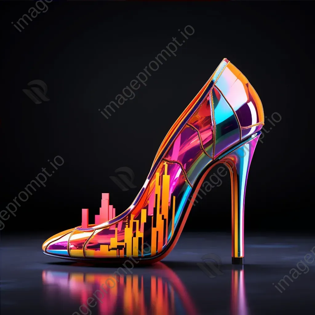 High heels in vibrant neon colors, portrayed in a low poly style - Image 4