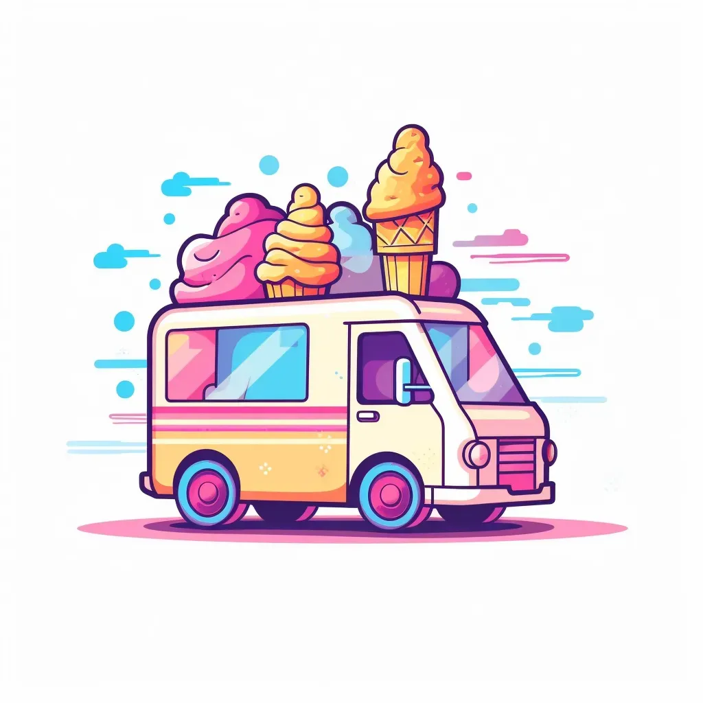 Ice Cream Truck Logo with Colorful Cones and Popsicles - Image 1