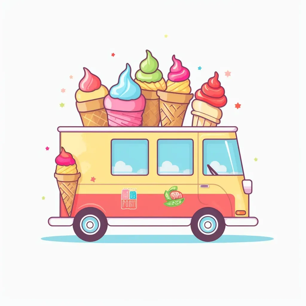 Ice Cream Truck Logo with Colorful Cones and Popsicles - Image 2