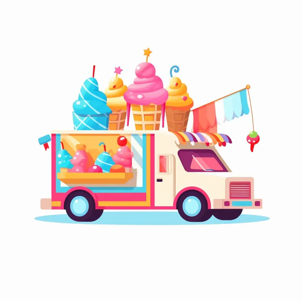 Ice Cream Truck Logo with Colorful Cones and Popsicles - Image 3