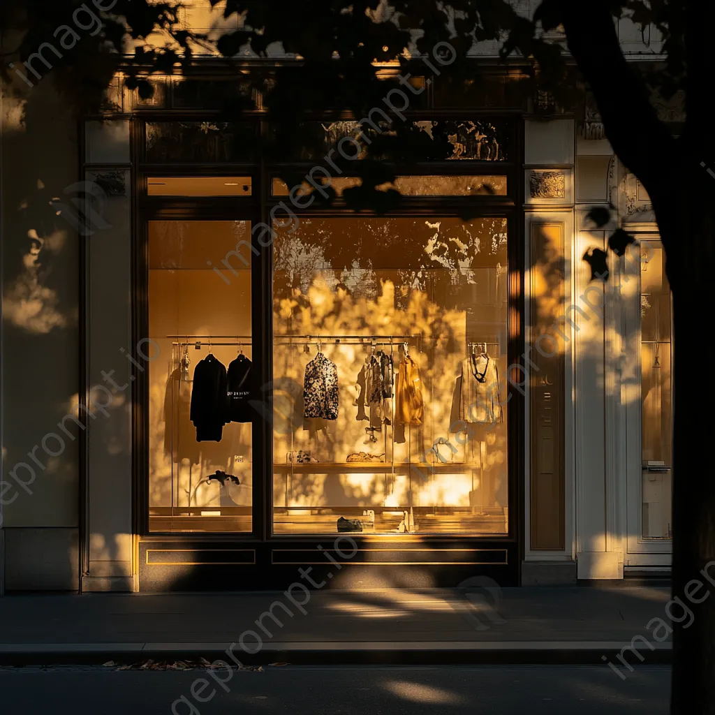 Luxury fashion store front illuminated at sunset - Image 2