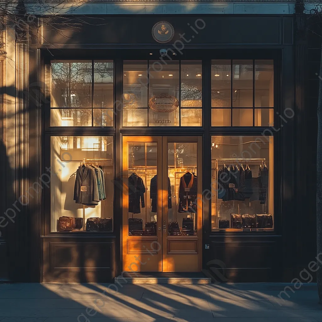 Luxury fashion store front illuminated at sunset - Image 3