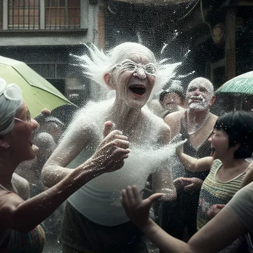 Songkran Water Festival in Thailand - People splashing water in the streets - Image 1