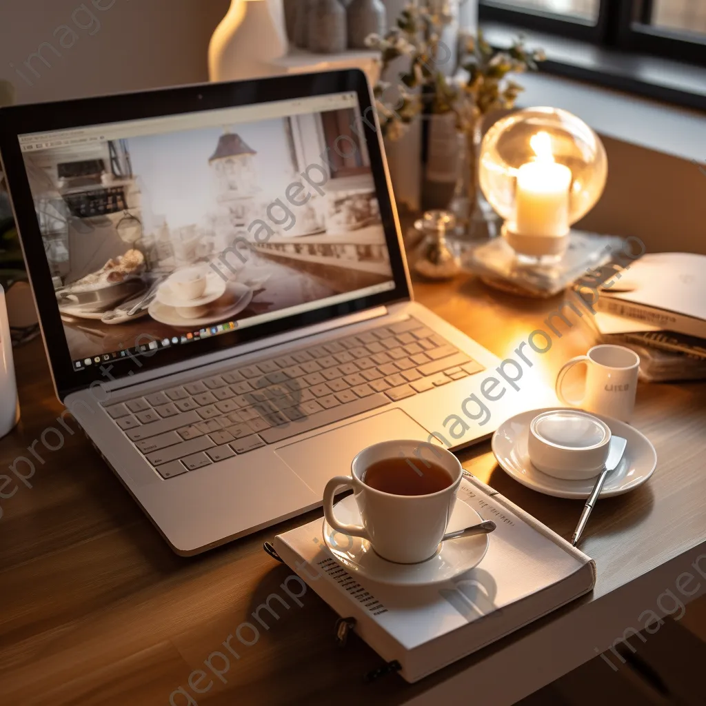 Desk setup for online shopping planning - Image 1