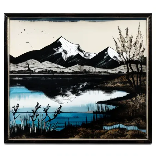 Mountainous landscape with clear lake reflecting snowy peaks - Image 1