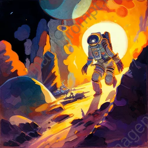 Image of an astronaut exploring an alien planet under two suns - Image 3