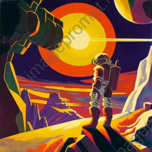 Image of an astronaut exploring an alien planet under two suns - Image 4
