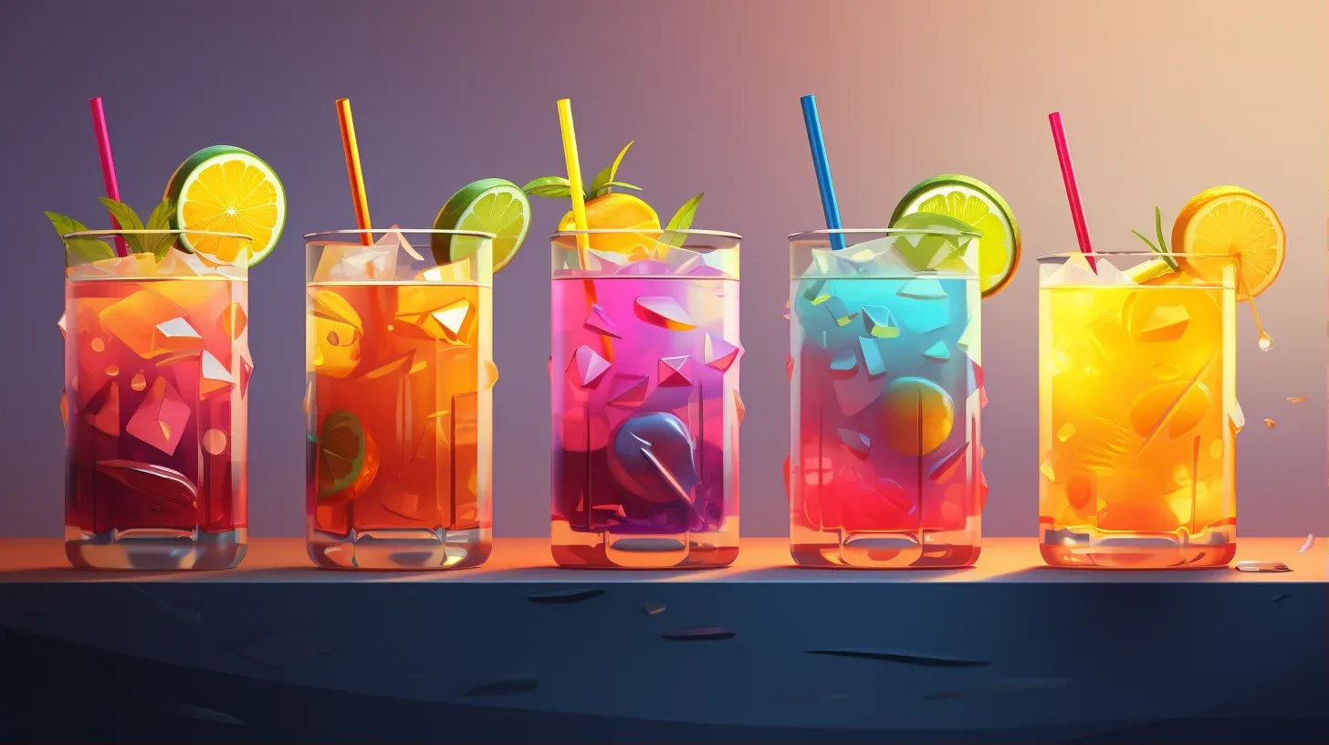 Gradient-colored tropical cocktails in low poly style - Image 1