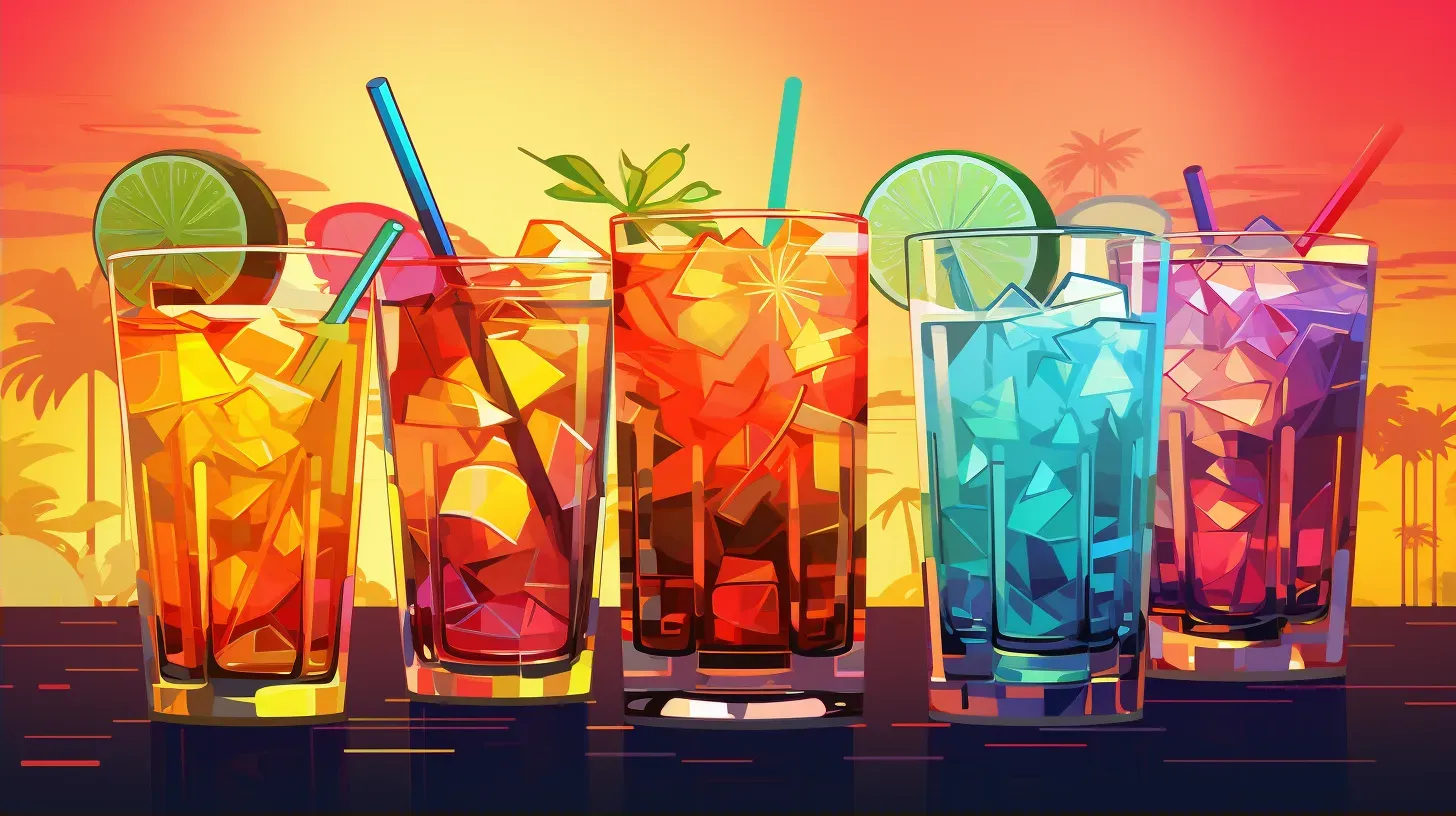 Gradient-colored tropical cocktails in low poly style - Image 2