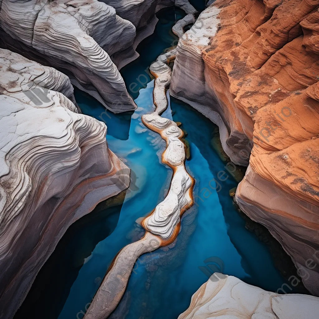 Aerial shot of a desert spring in a canyon - Image 2