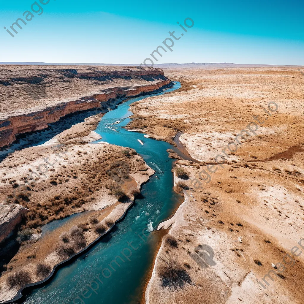 Aerial shot of a desert spring in a canyon - Image 4