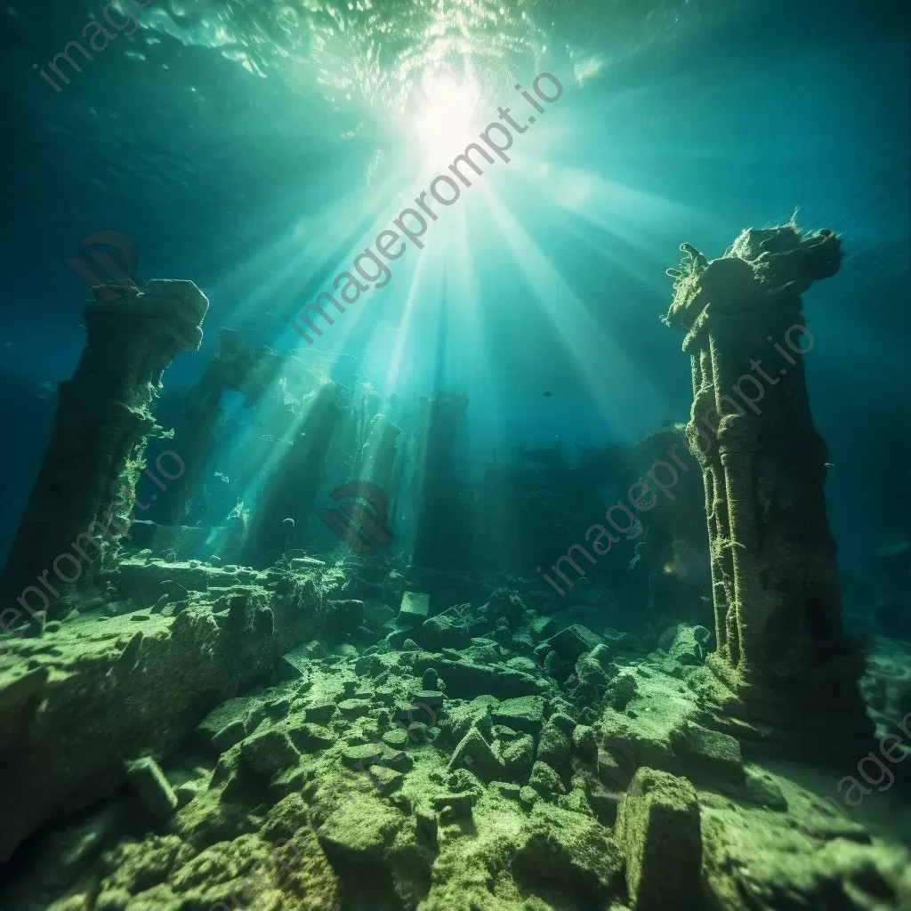 Underwater ruins of ancient civilization with glowing artifacts - Image 1