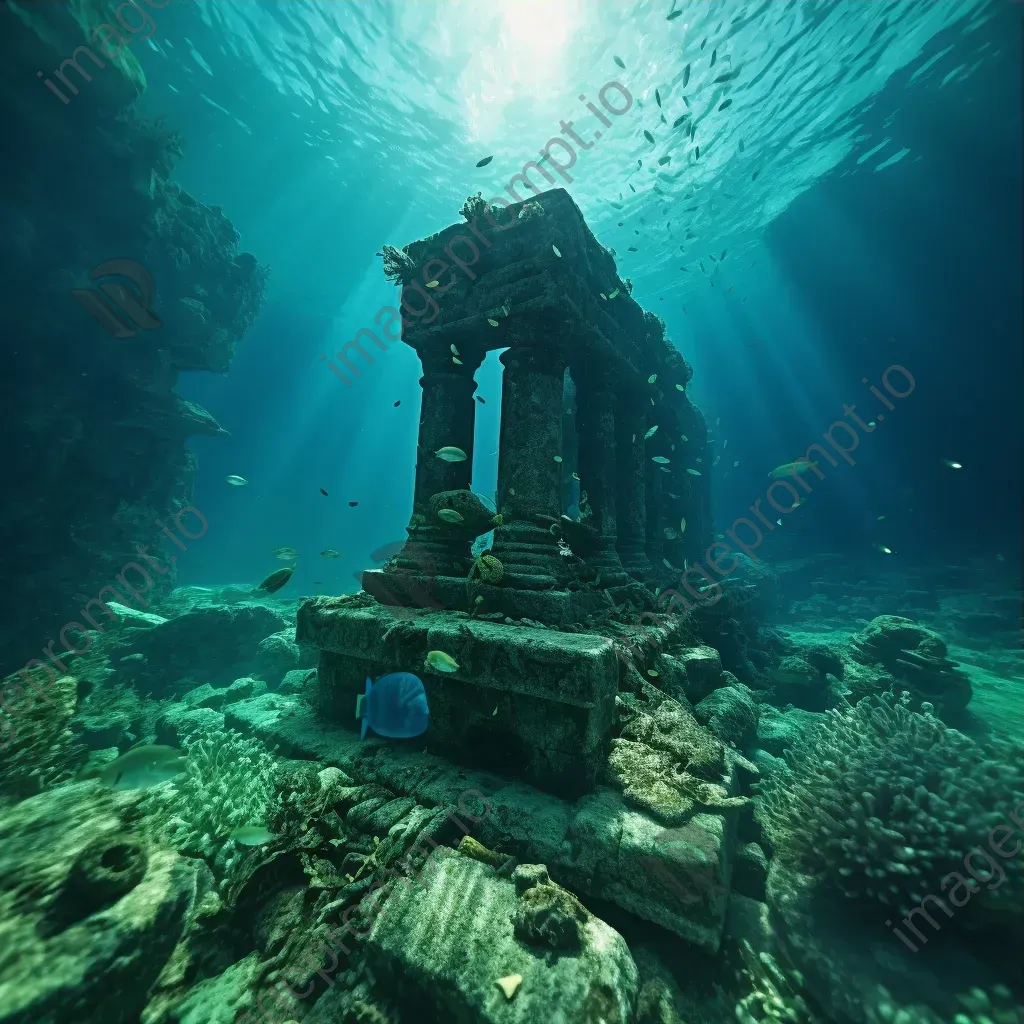 Underwater ruins of ancient civilization with glowing artifacts - Image 3