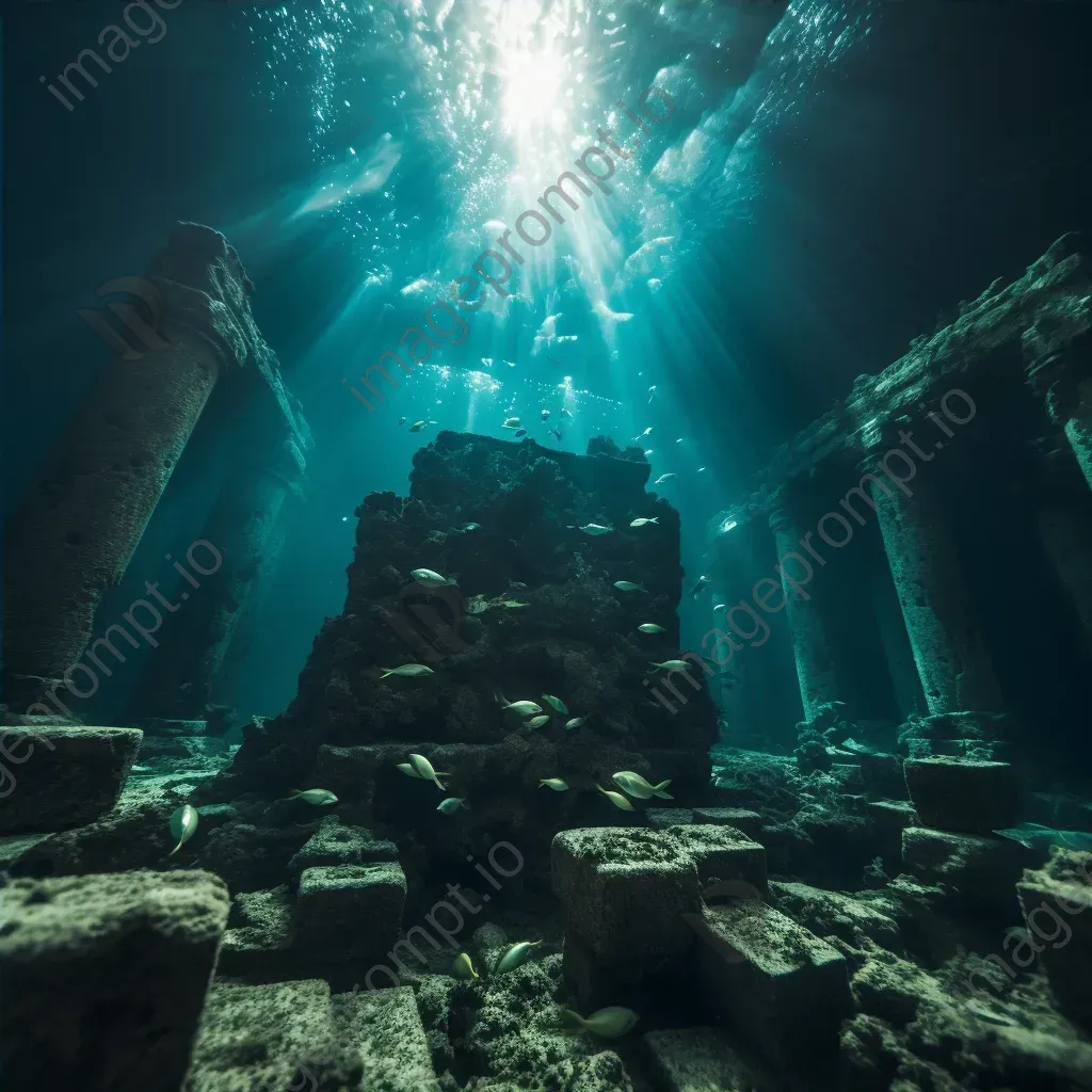 Underwater ruins of ancient civilization with glowing artifacts - Image 4