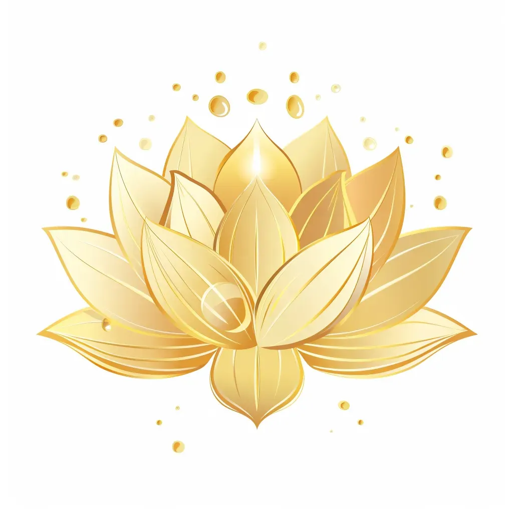 Golden lotus flower with water droplets on white background - Image 3