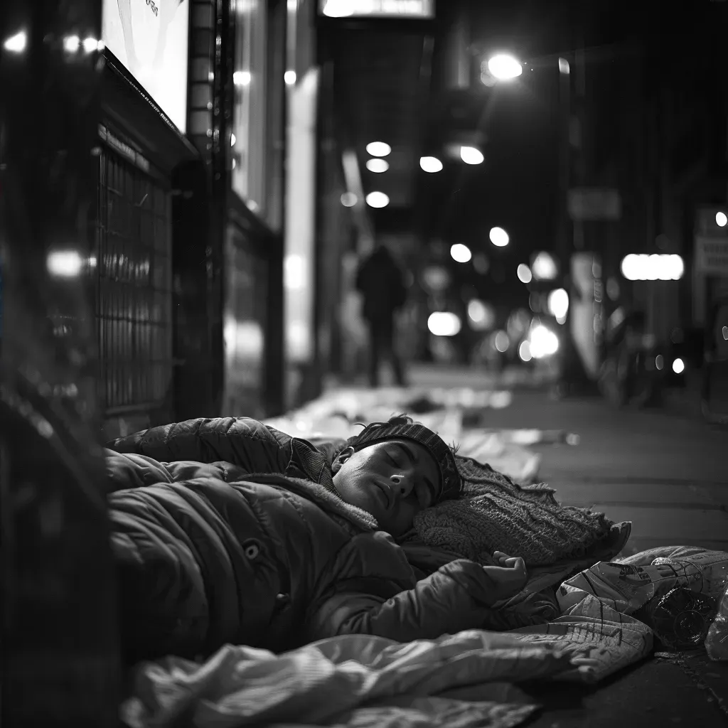 Teenager sleeping rough on city street showing youth homelessness reality - Image 4