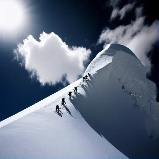 Group of mountaineers climbing snow-covered peak - Image 1