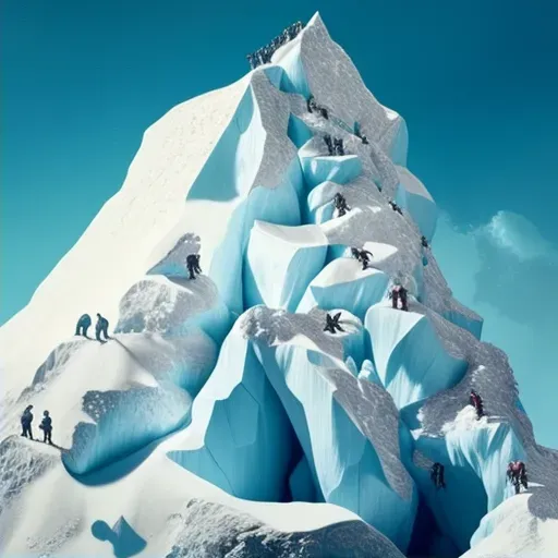 Group of mountaineers climbing snow-covered peak - Image 2