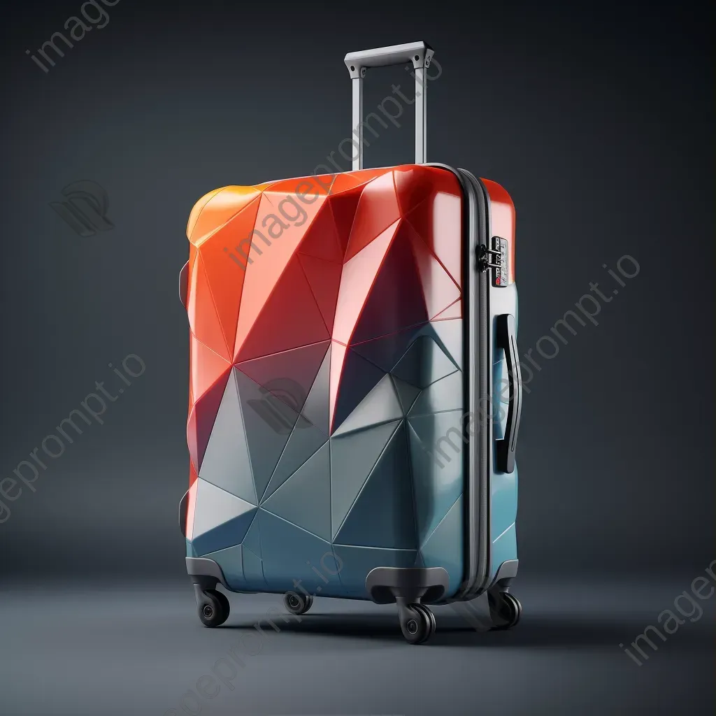 A high-fashion low poly suitcase with a vibrant geometric pattern - Image 1