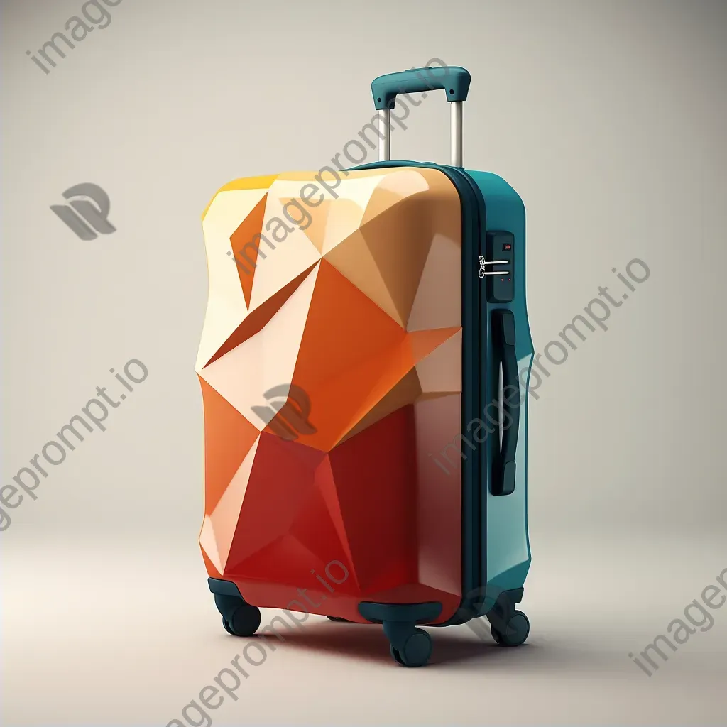 A high-fashion low poly suitcase with a vibrant geometric pattern - Image 2