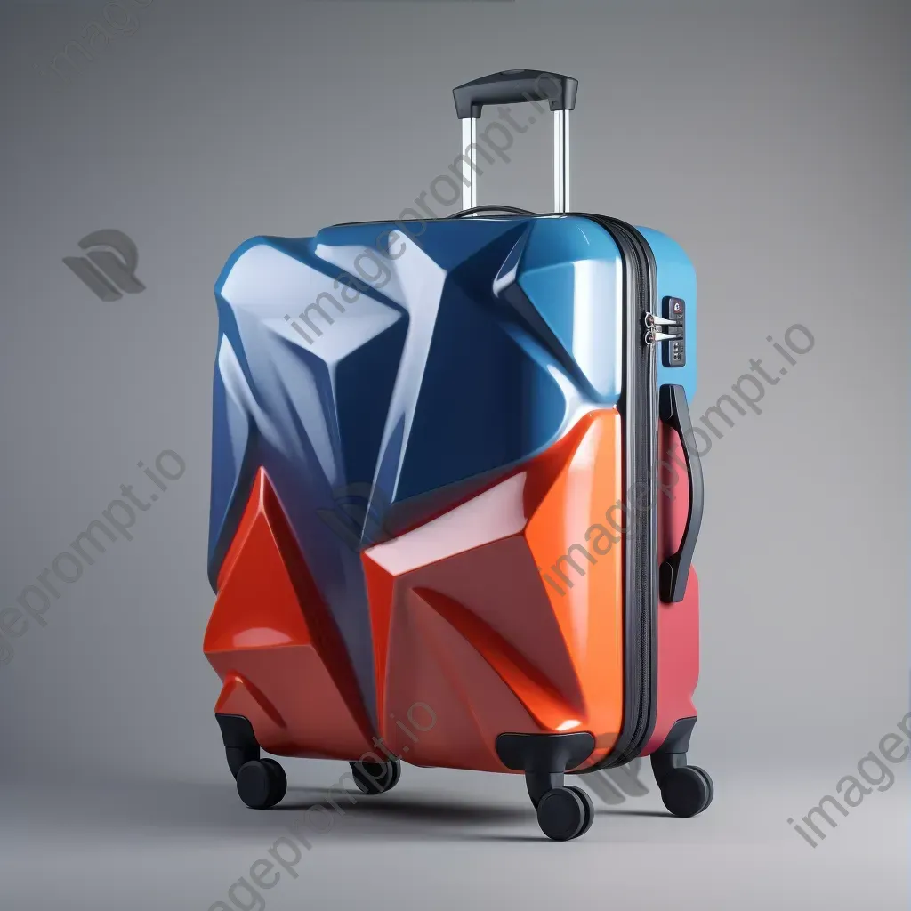 A high-fashion low poly suitcase with a vibrant geometric pattern - Image 3