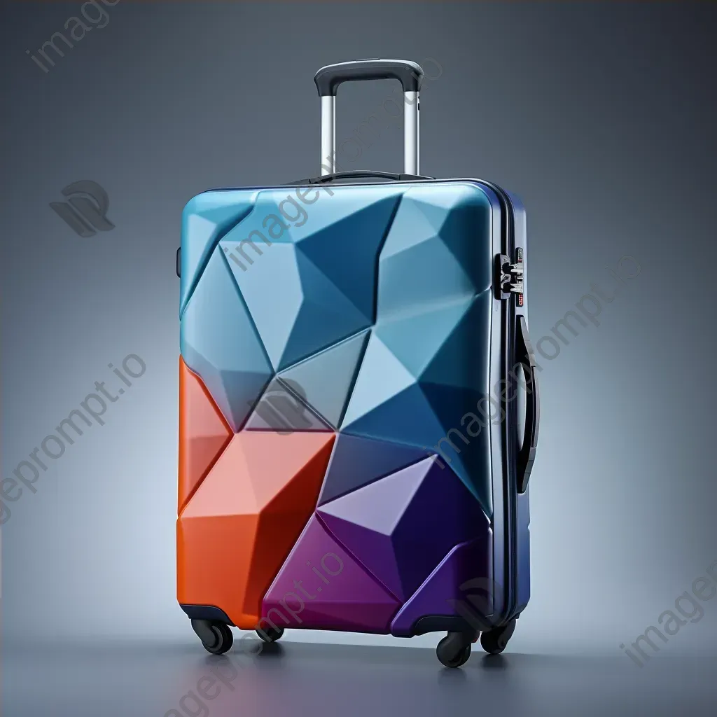 A high-fashion low poly suitcase with a vibrant geometric pattern - Image 4