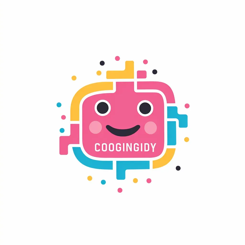 Logo with coding bracket in pink and blue colors - Image 4