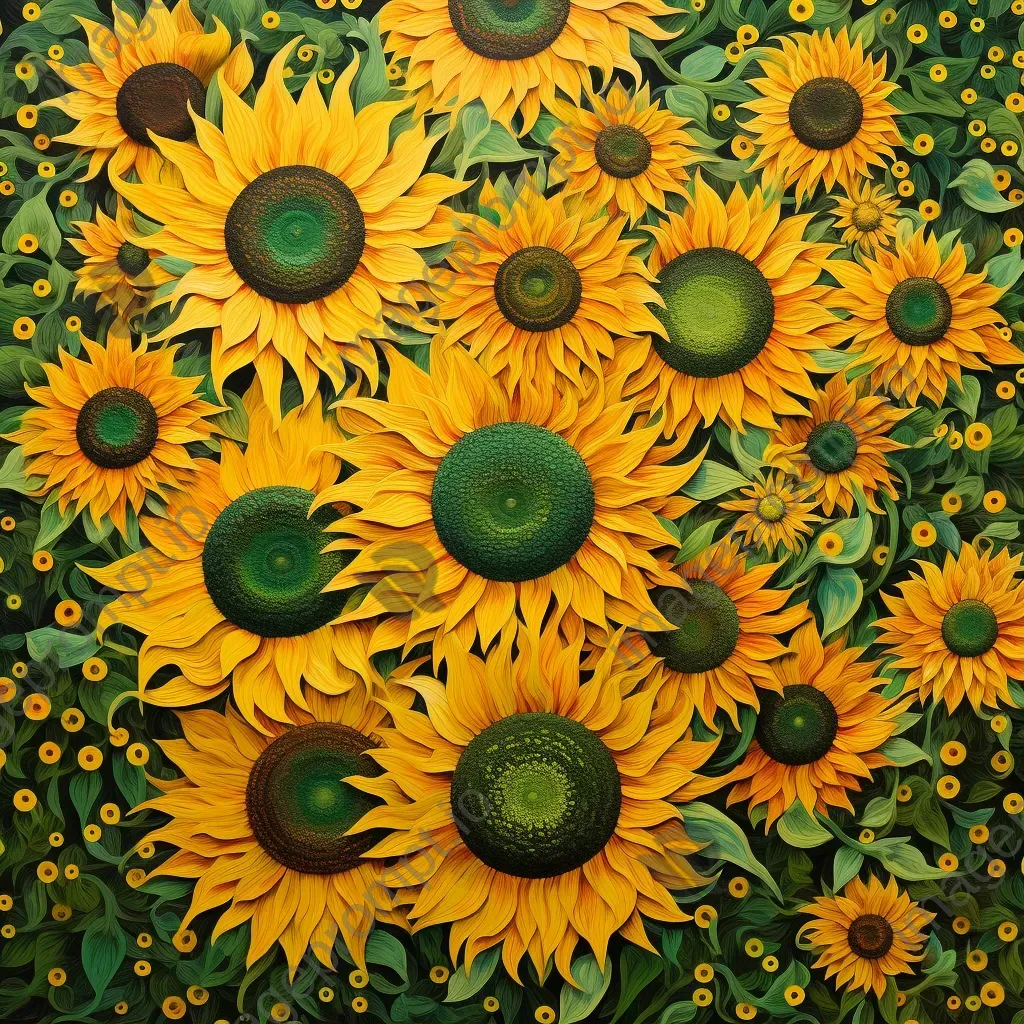 Sunflower field in full bloom with vivid yellow and green colors - Image 1