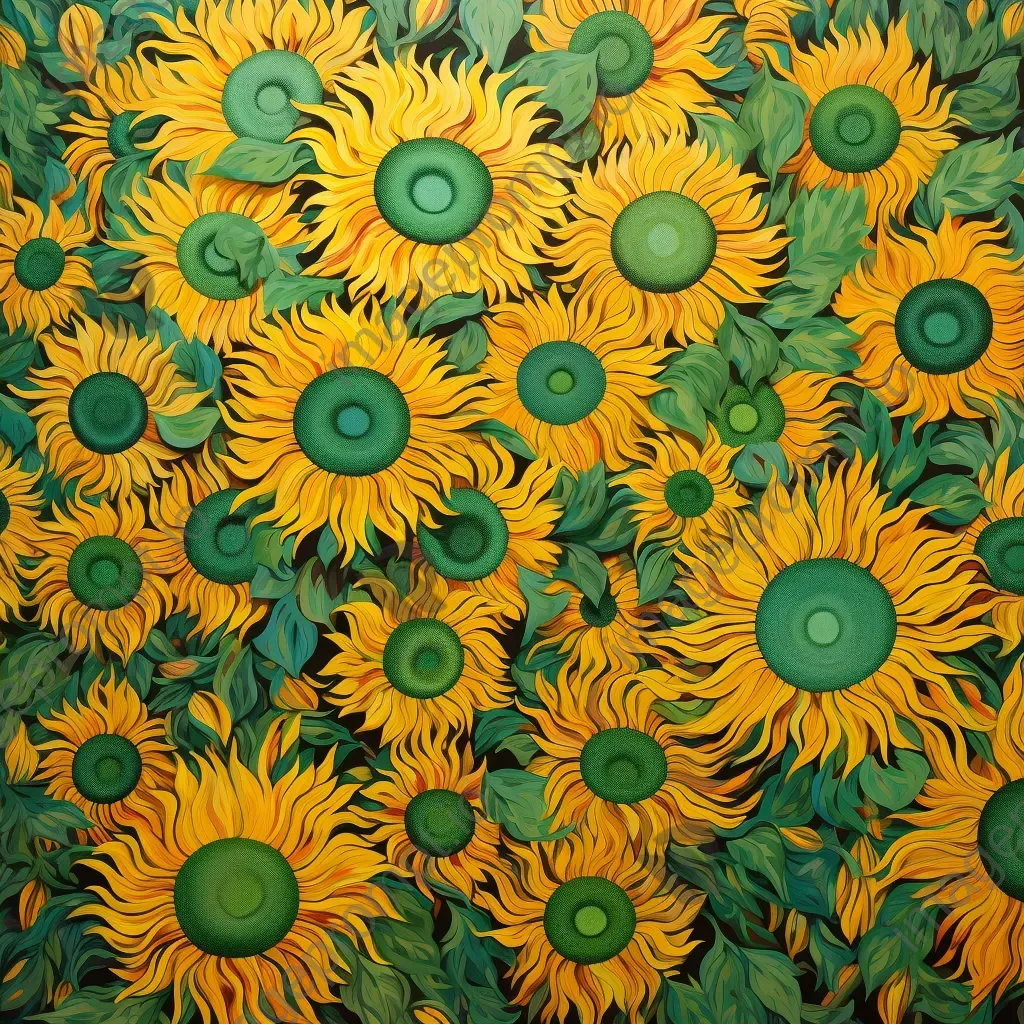 Sunflower field in full bloom with vivid yellow and green colors - Image 2