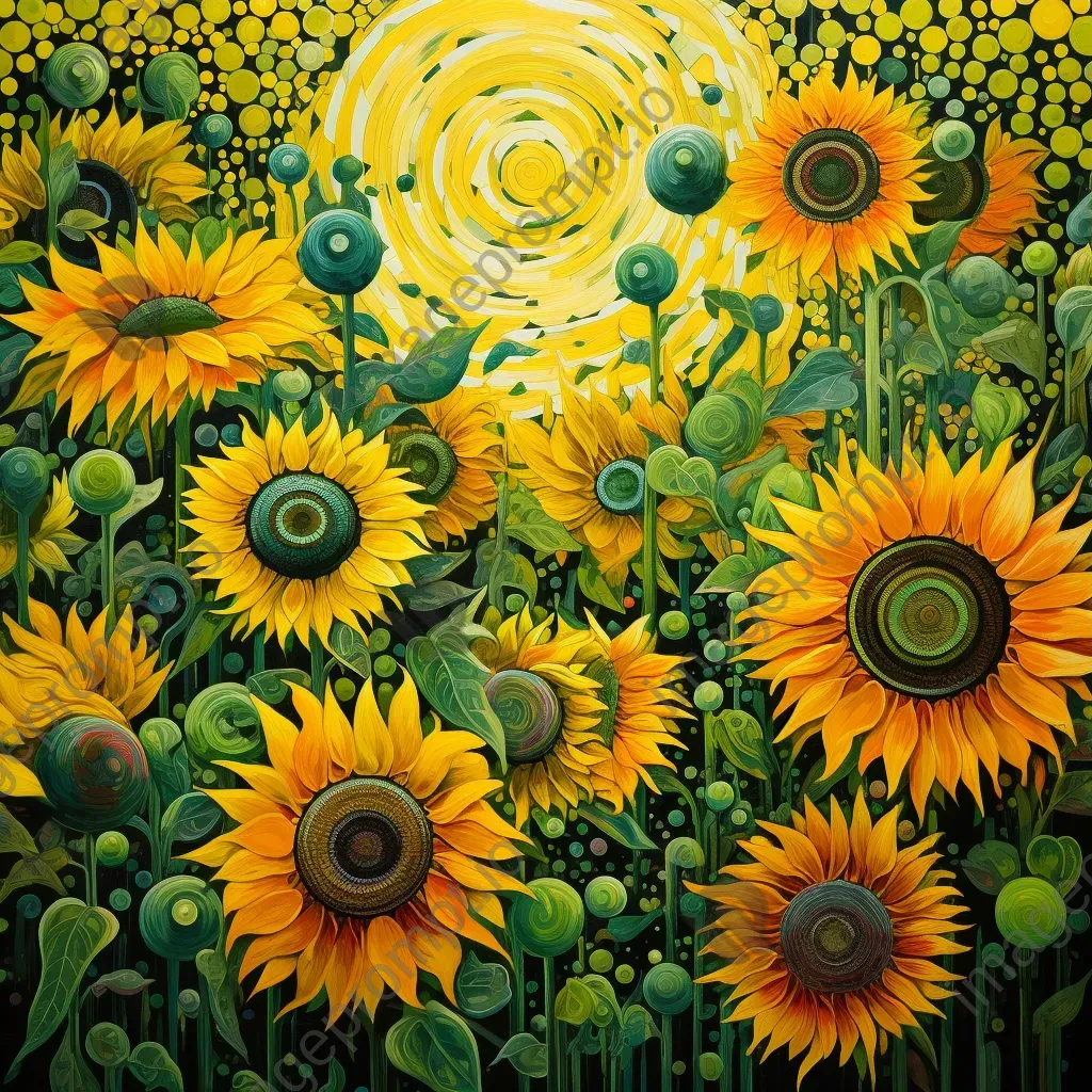 Sunflower field in full bloom with vivid yellow and green colors - Image 3