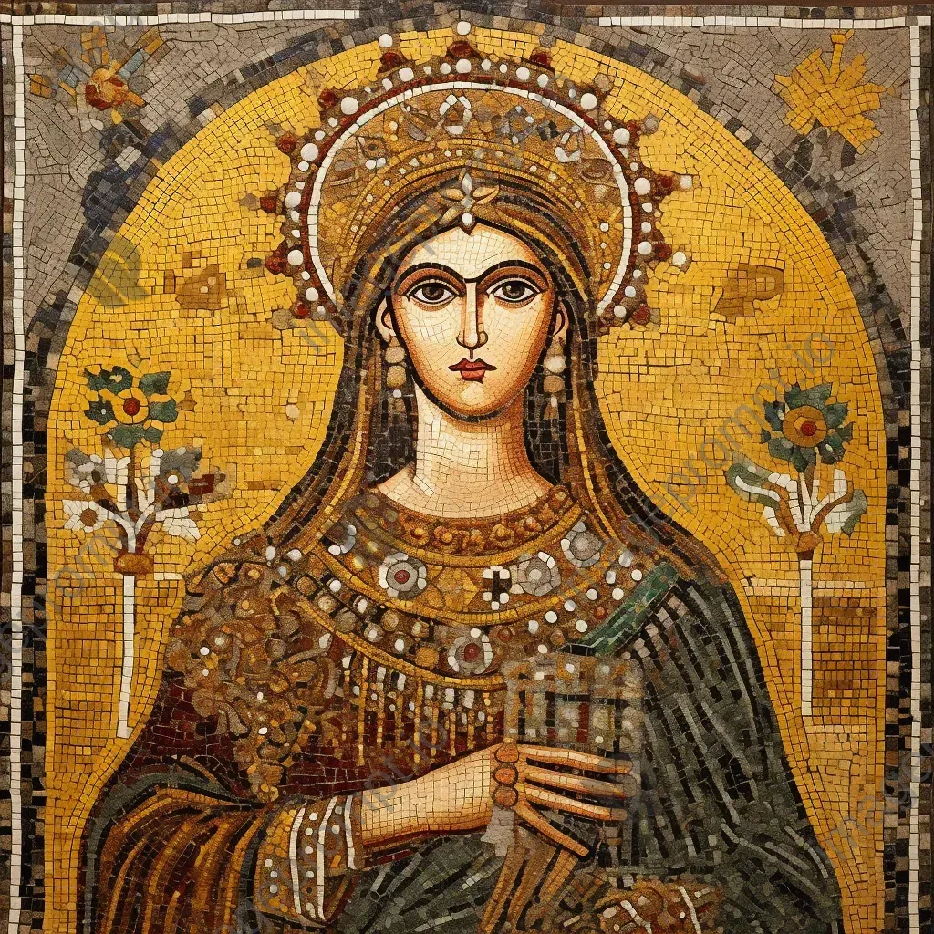 Byzantine mosaic representation of Empress Theodora adorned in royal apparel - Image 4