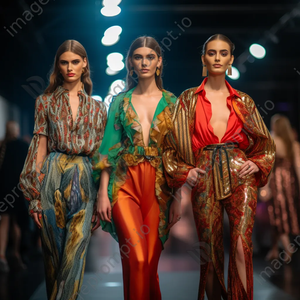 Models showcasing designer outfits at a fashion event - Image 1