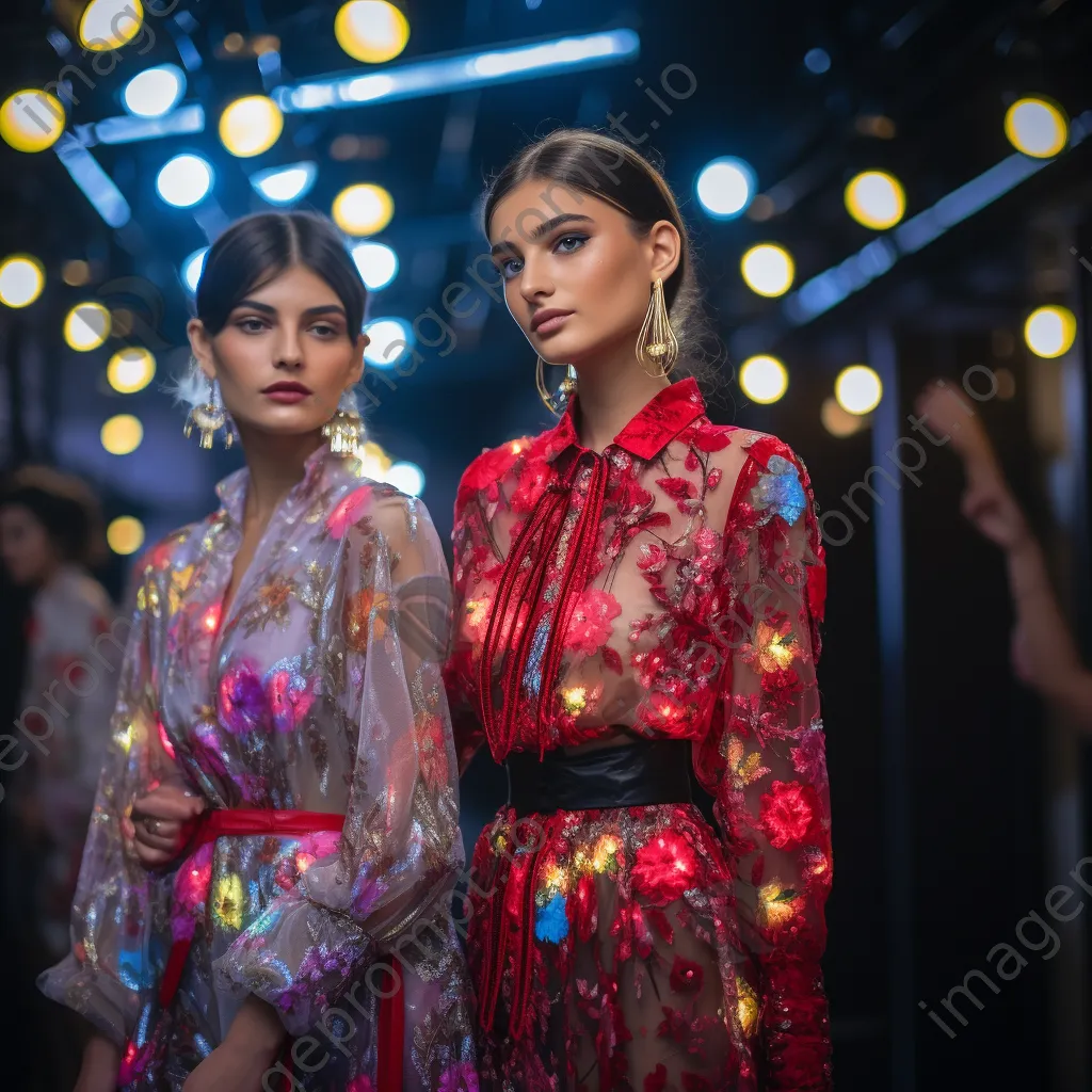 Models showcasing designer outfits at a fashion event - Image 2