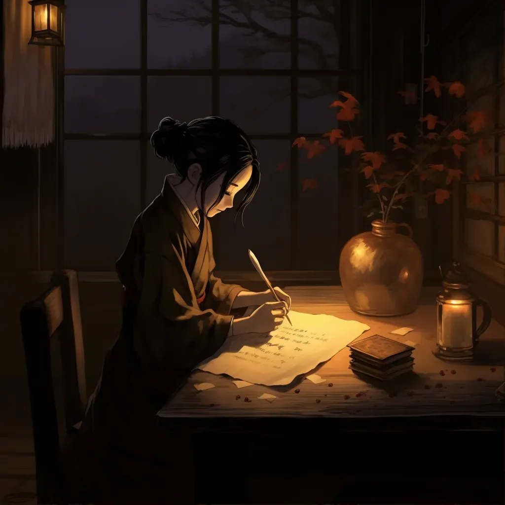 Image of a love letter being written by candlelight - Image 1