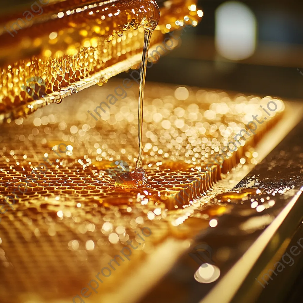 Close-up of honey extraction from traditional beehives, highlighting golden honey comb. - Image 3