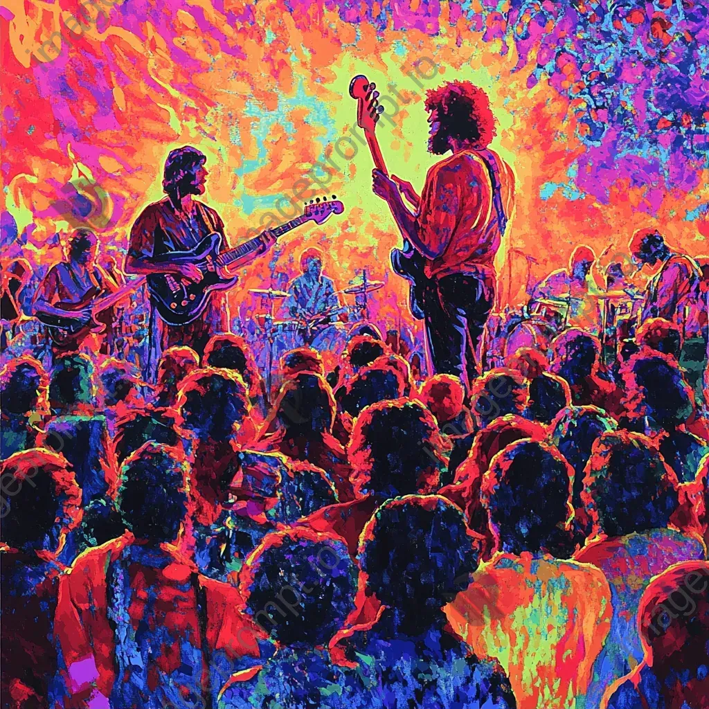 Pointillist portrayal of a 60s music concert - Image 2