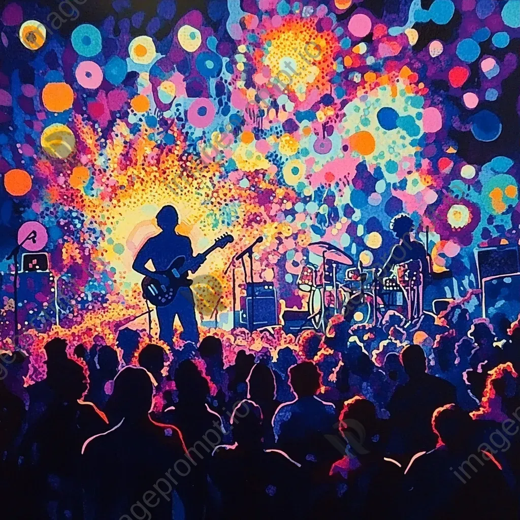 Pointillist portrayal of a 60s music concert - Image 3