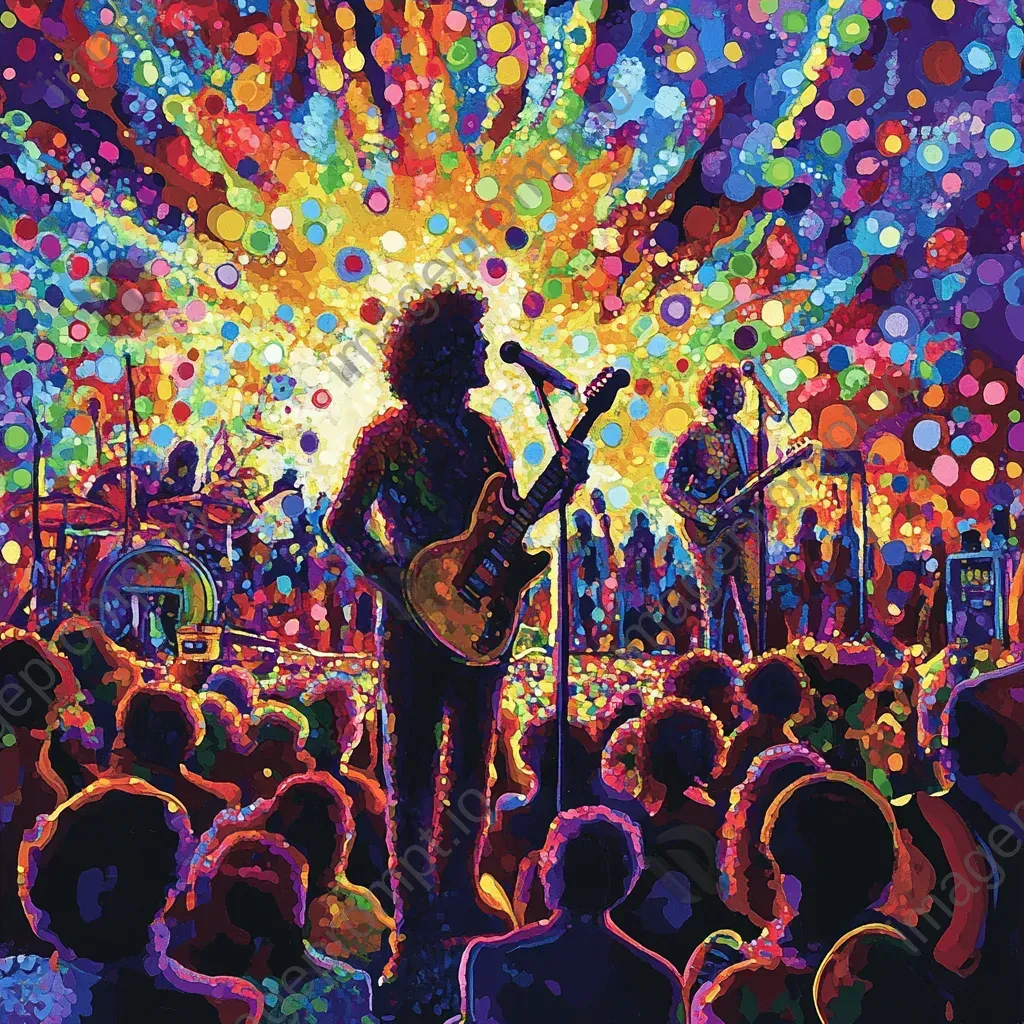 Pointillist portrayal of a 60s music concert - Image 4