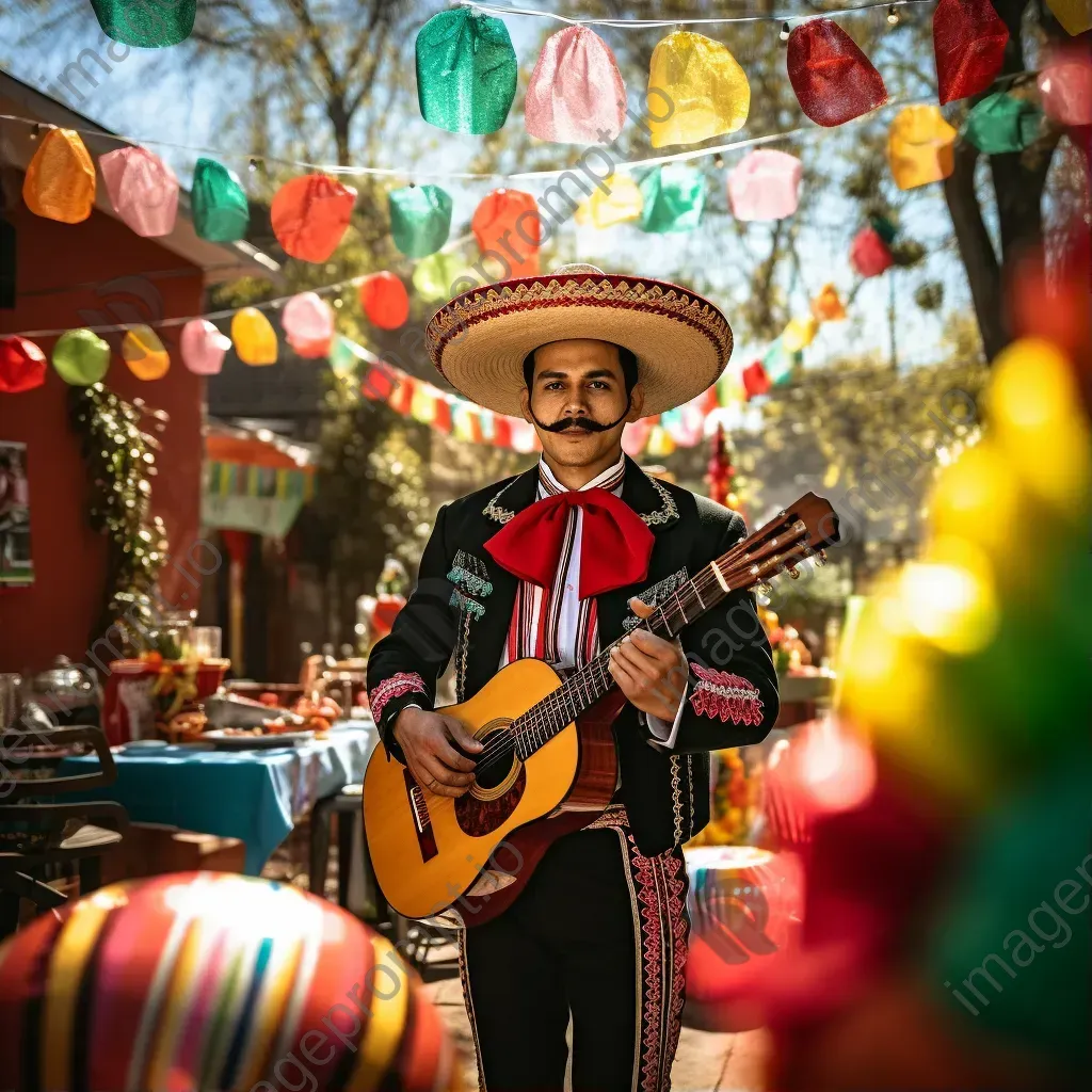 Cinco de Mayo celebration with Mexican flags and mariachi bands - Image 1