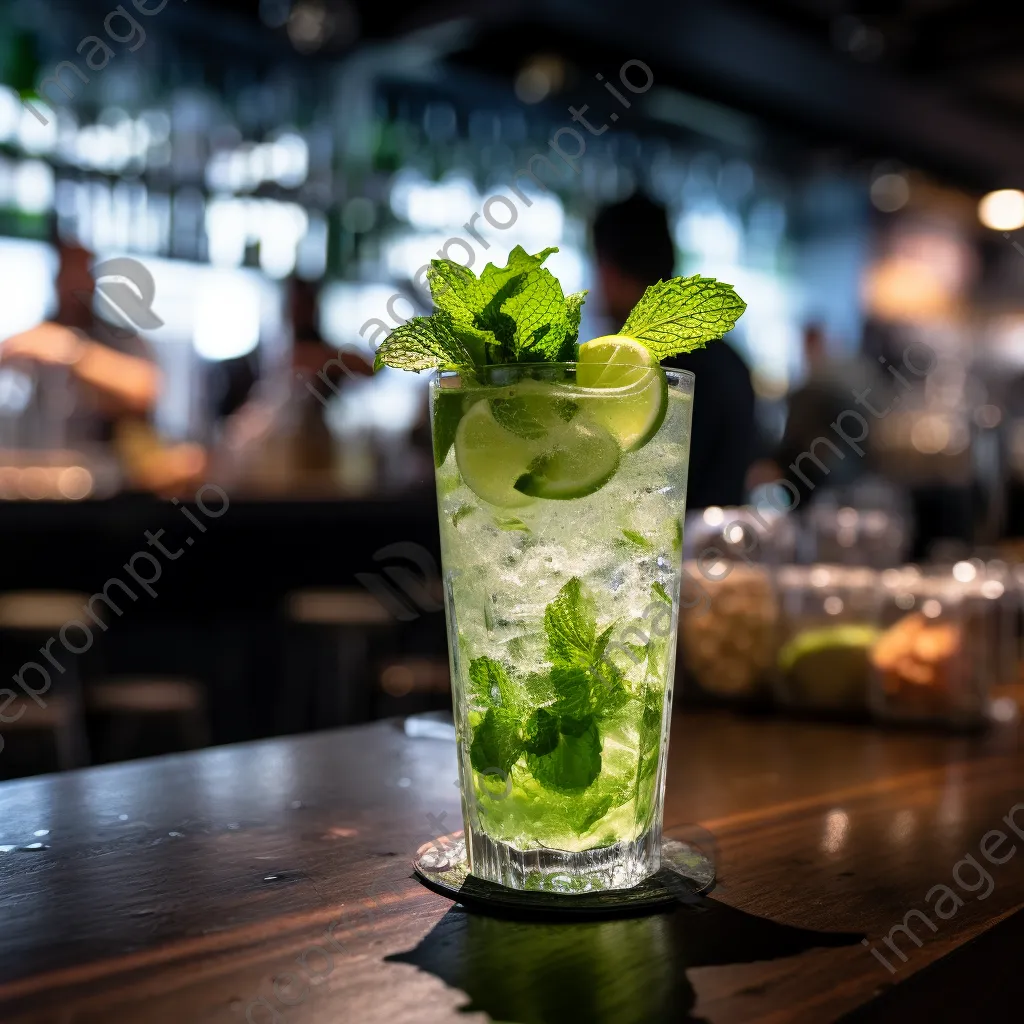 Mojito cocktail with ice and mint on a bar counter - Image 2