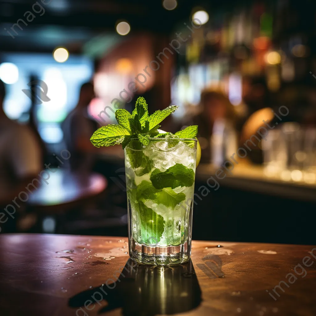 Mojito cocktail with ice and mint on a bar counter - Image 3