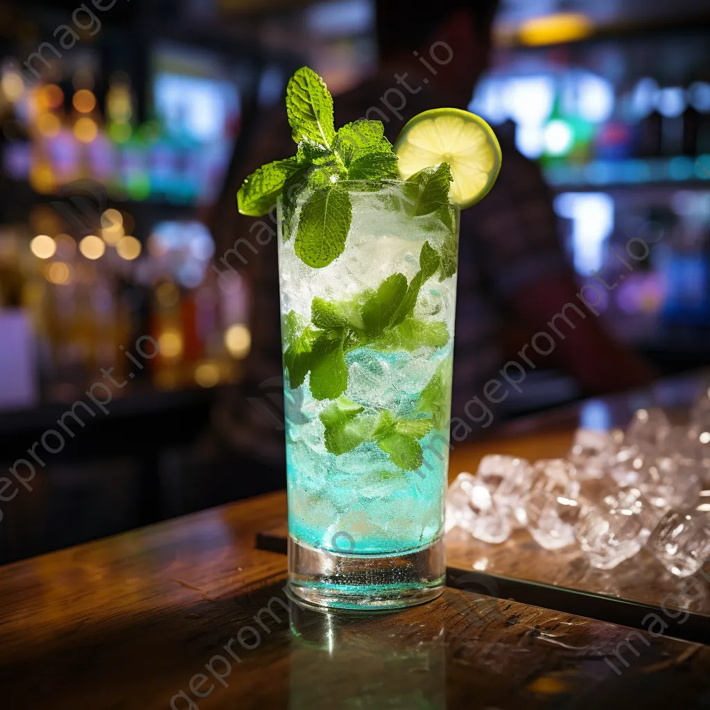 Mojito cocktail with ice and mint on a bar counter - Image 4