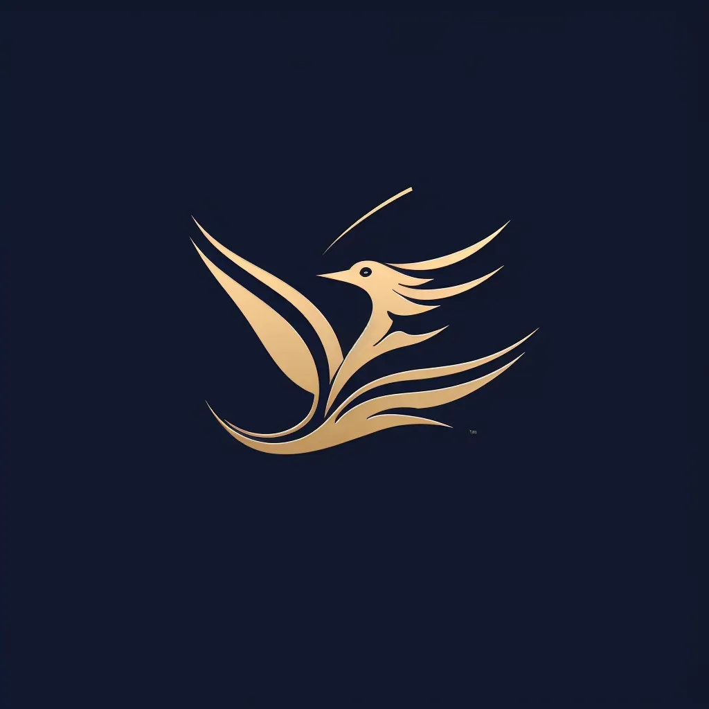 Logo featuring a single line creating a book with pages turning into a bird in flight, in navy and gold. - Image 2