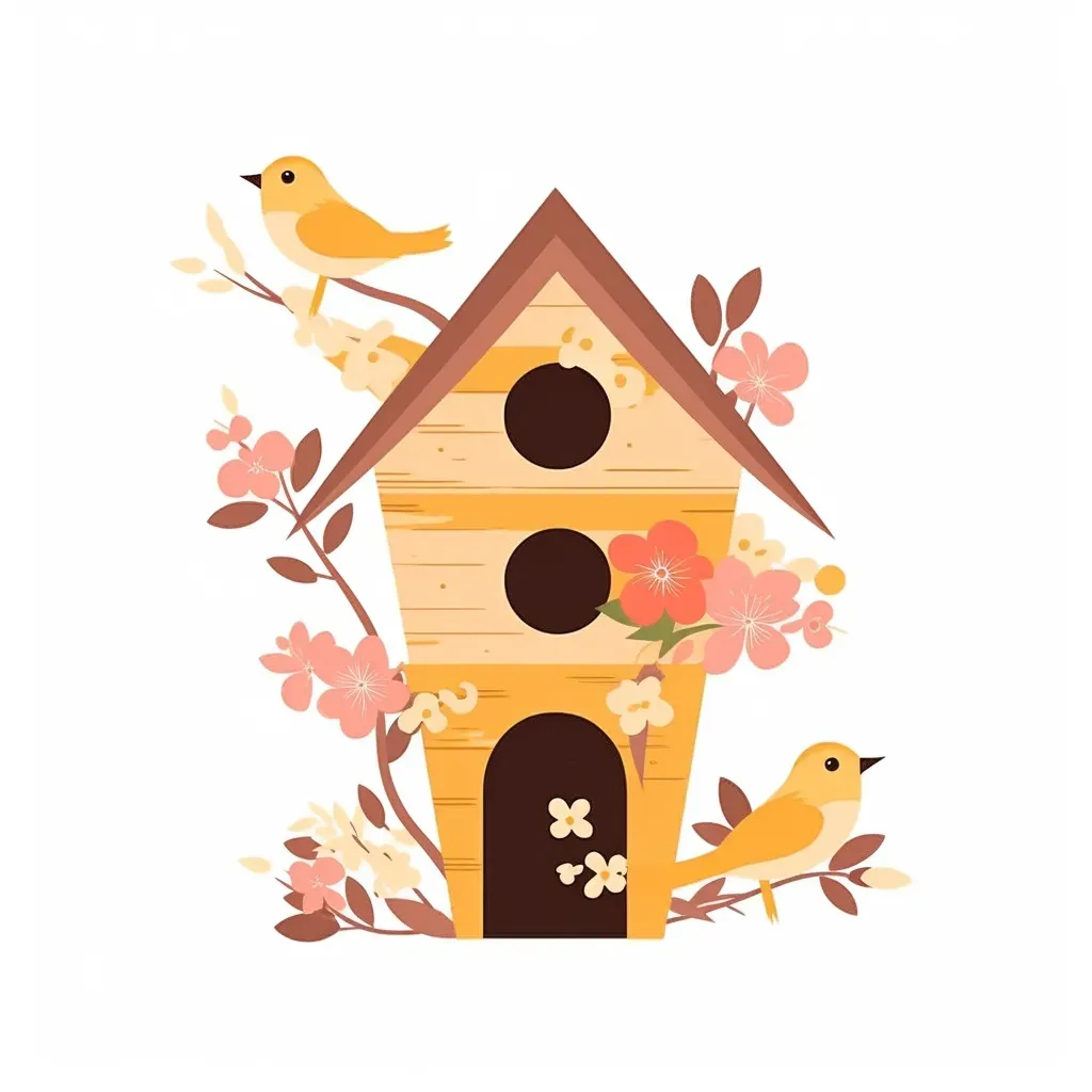 Springtime birdhouse with chirping birds logo - Image 2