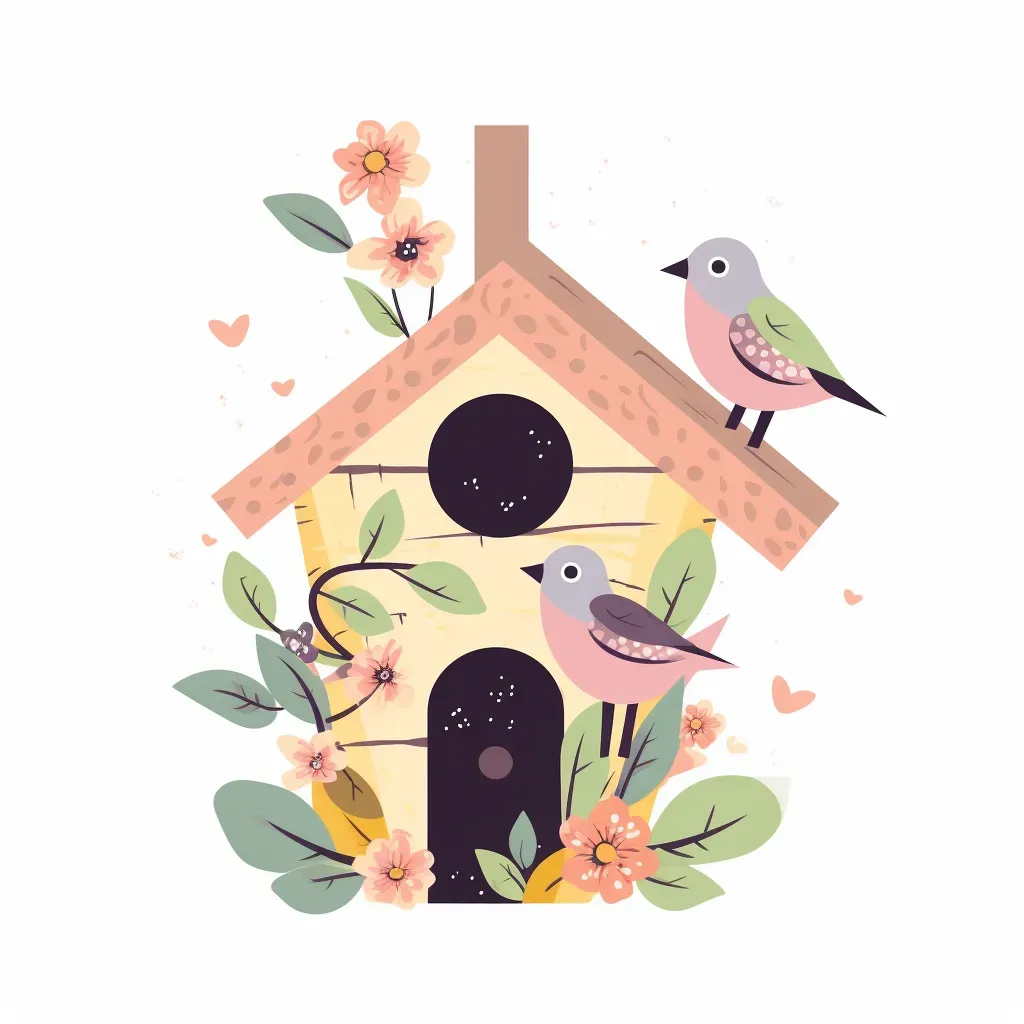 Springtime birdhouse with chirping birds logo - Image 3