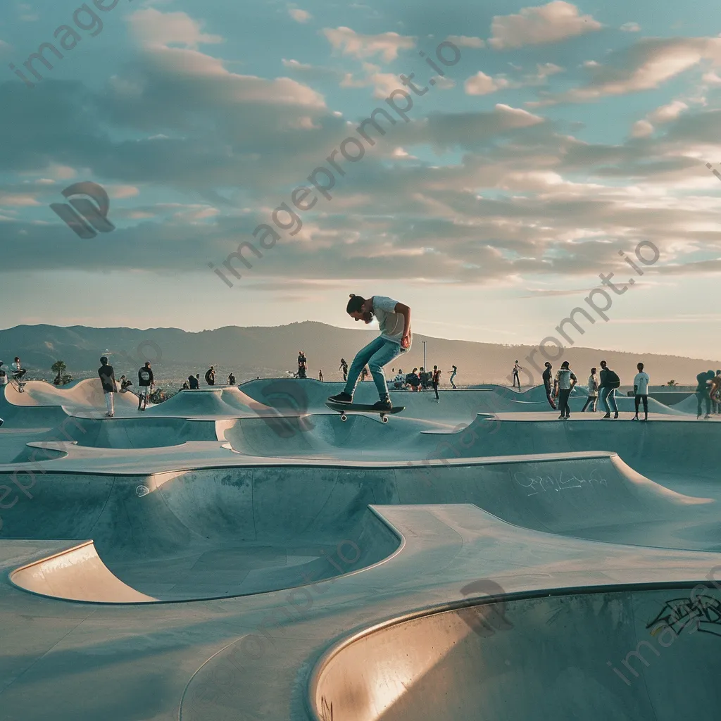 Skateboarder performing tricks in a skatepark. - Image 4