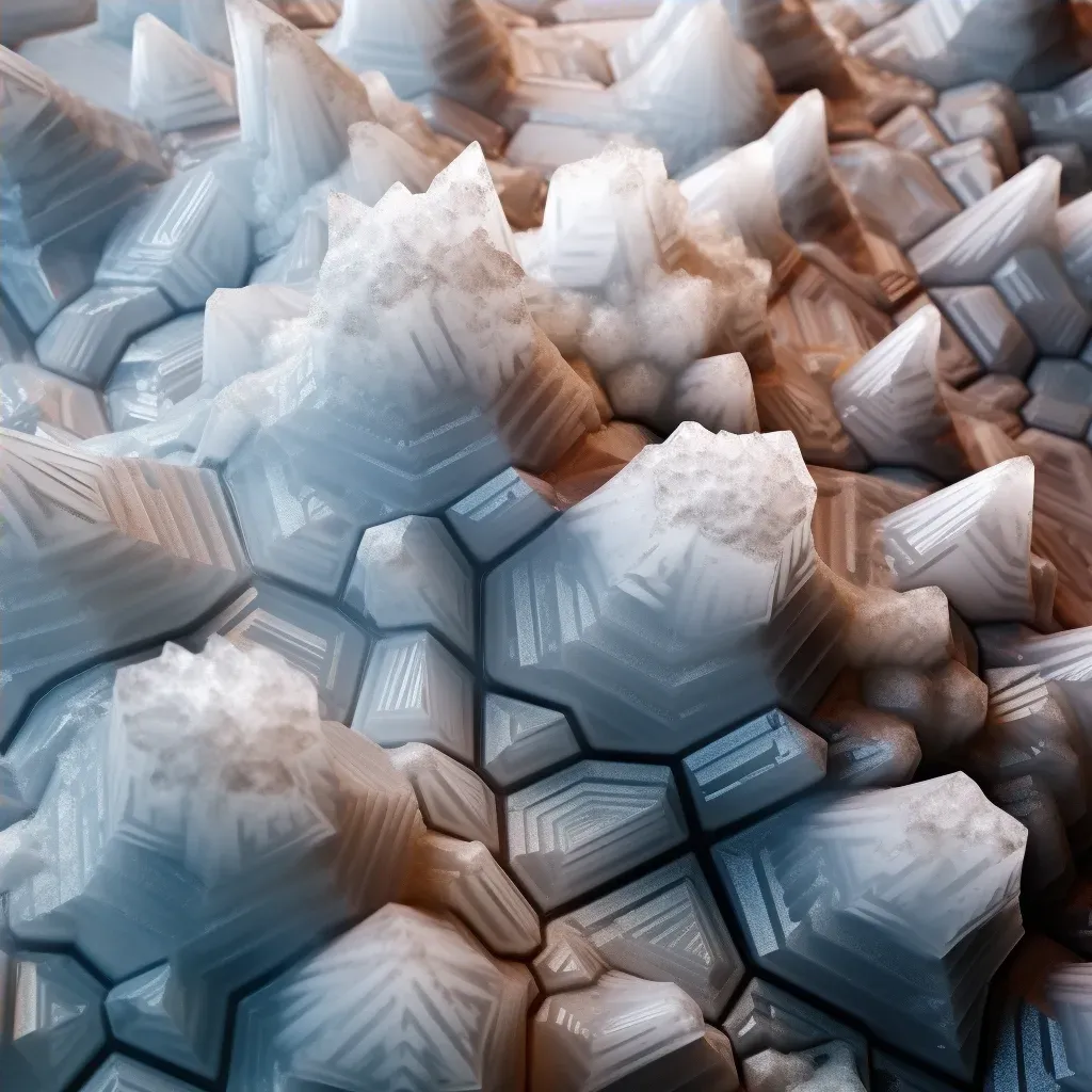 Illustration of formation of salt crystals with evaporating water leaving behind geometric patterns of purity. - Image 4