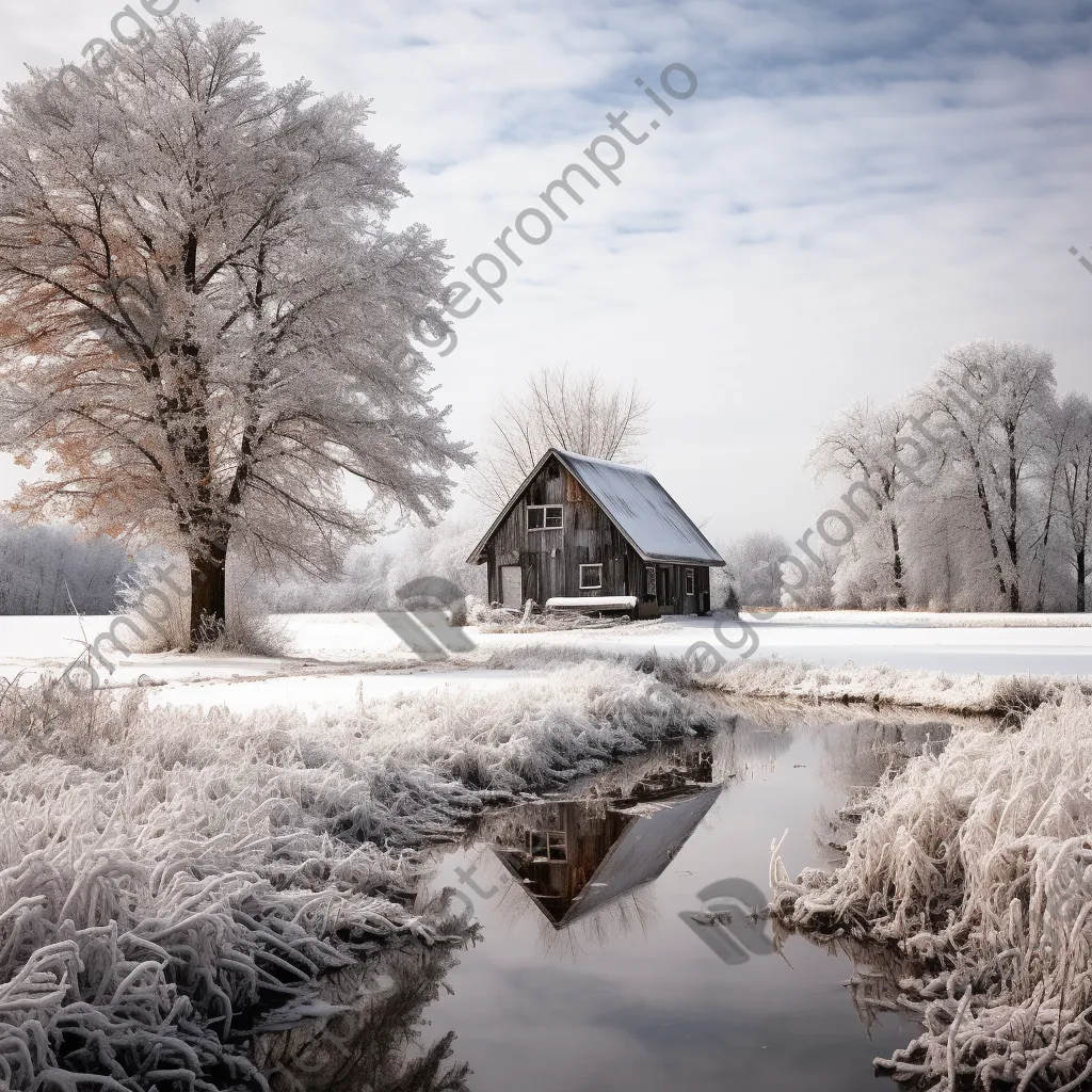 Snow-covered barn in winter landscape - Image 3